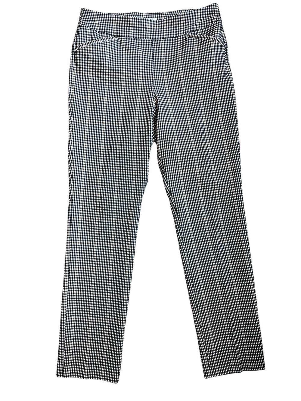 Talbots Women’s Black And Tan Plaid Dress Pants 10 Workwear Comfy Preppy Casual
